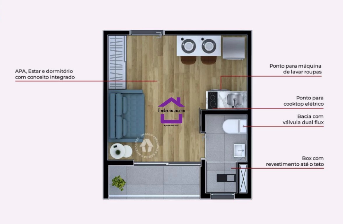 Apartamento, 1 quarto, 18 m² - Foto 1