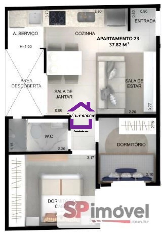 Apartamento à venda com 2 quartos, 40m² - Foto 7