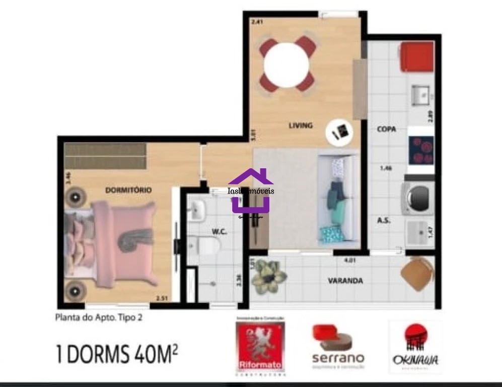 Apartamento para alugar com 1 quarto, 40m² - Foto 3