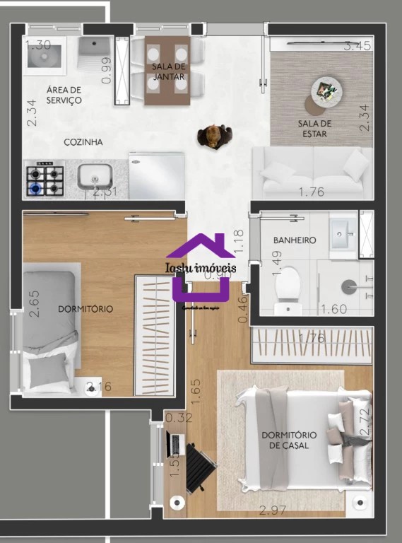 Apartamento à venda com 2 quartos, 35m² - Foto 1