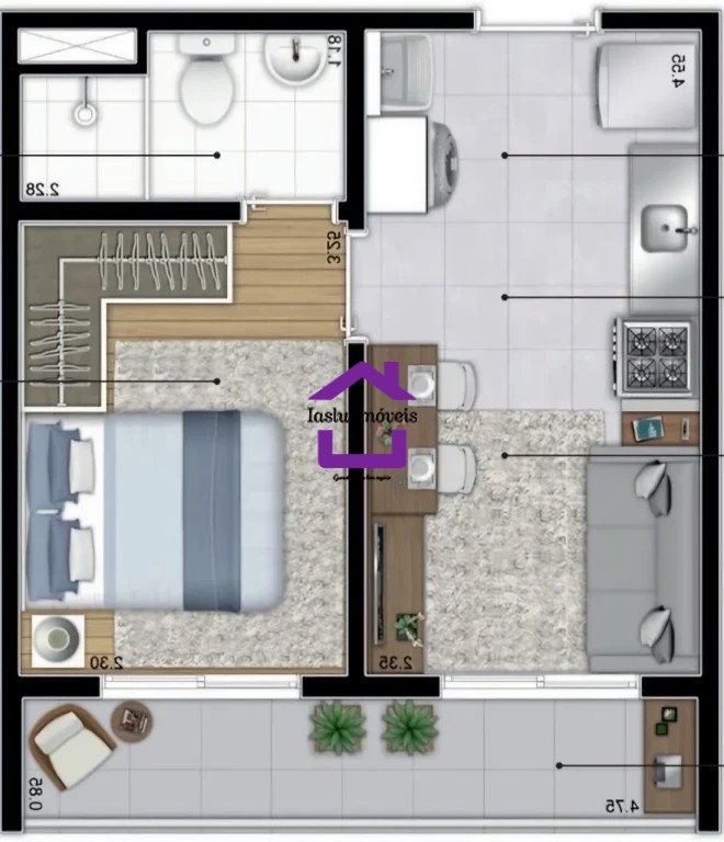 Apartamento, 1 quarto, 28 m² - Foto 1