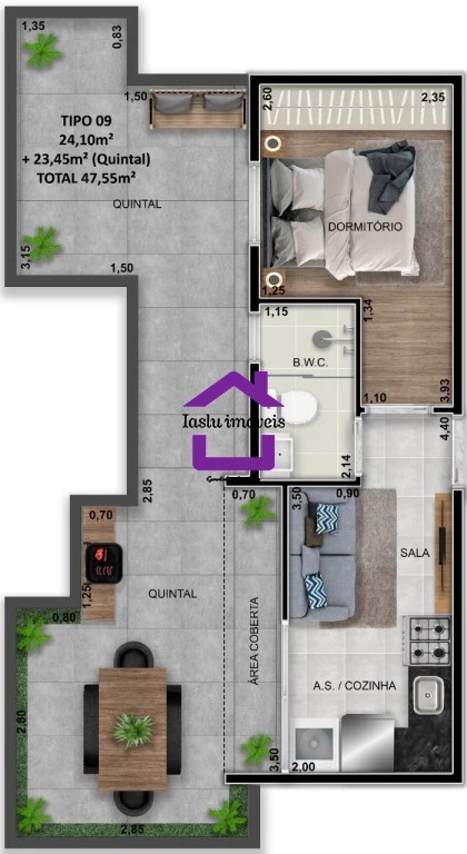 Apartamento à venda com 1 quarto, 48m² - Foto 2