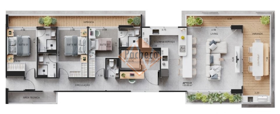 Apartamento à venda com 3 quartos, 150m² - Foto 19