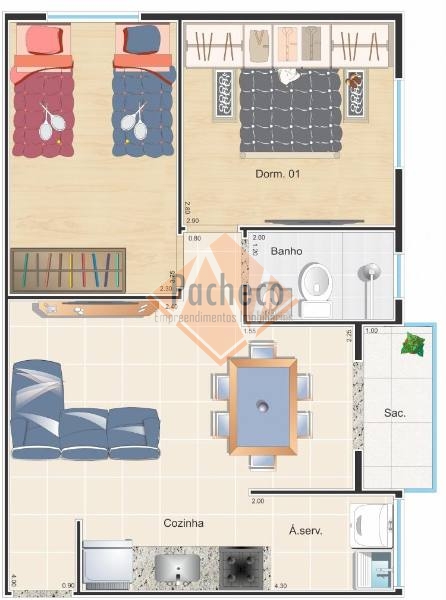 Apartamento à venda com 2 quartos, 48m² - Foto 3