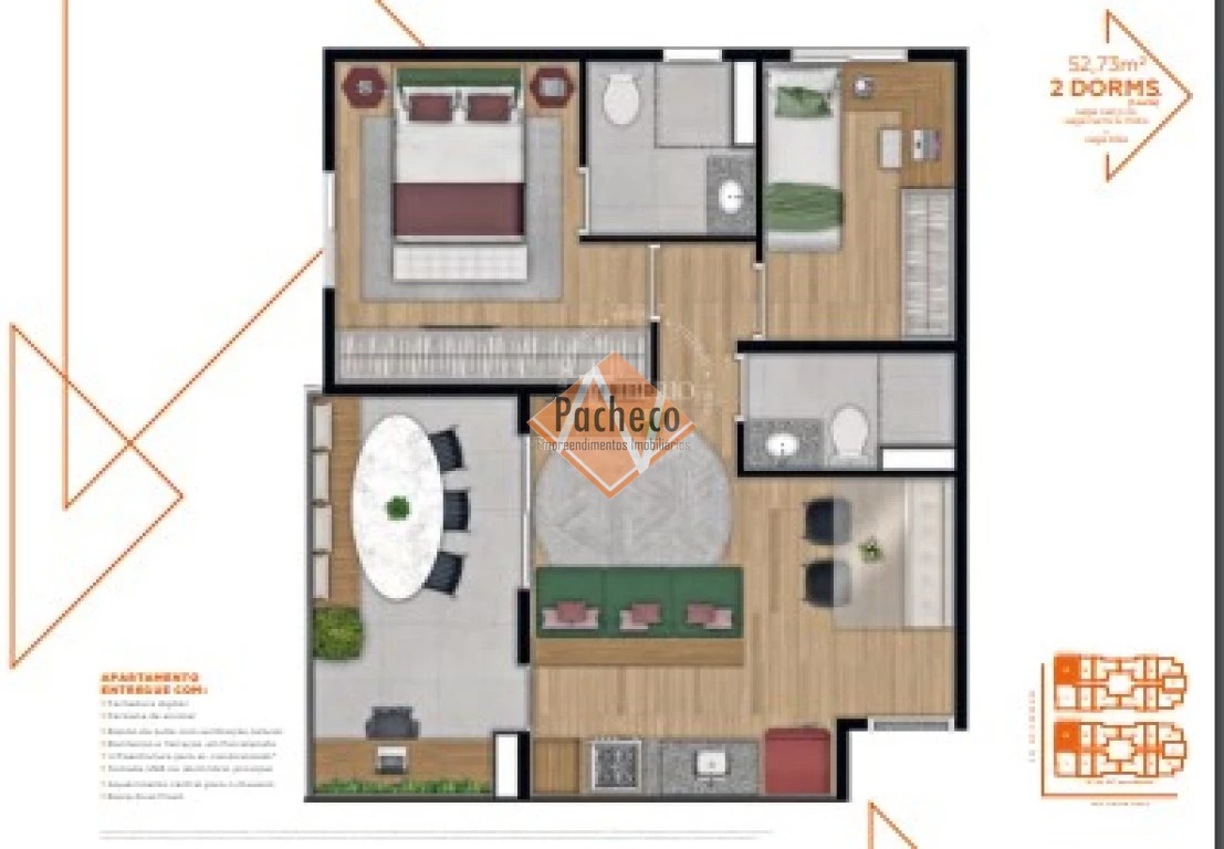 Apartamento, 2 quartos, 53 m² - Foto 2