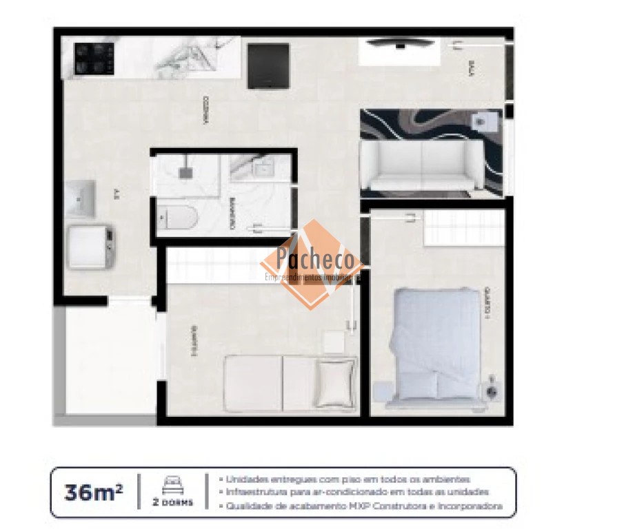 Apartamento à venda com 2 quartos, 36m² - Foto 8